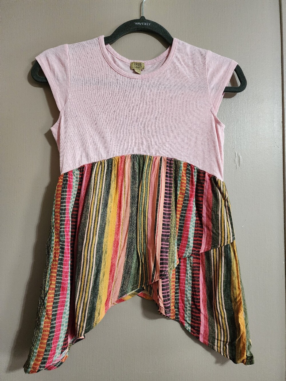 Boho Stripe Handkerchief Hem Top | True Craft |‎ M Girls